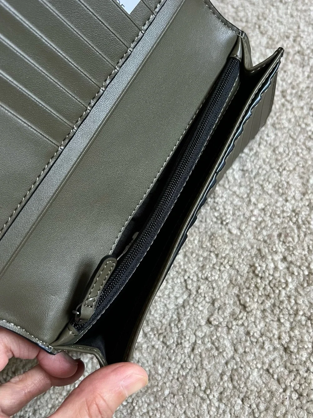 Michael Kors Men's olive Long Trifold Wallet with MK Logo